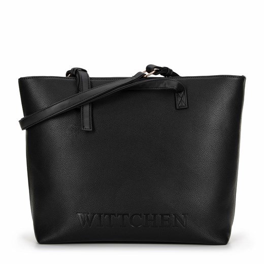 Damska torebka shopper z tłoczonym logo czarna ze sklepu WITTCHEN w kategorii Torby Shopper bag - zdjęcie 175194379