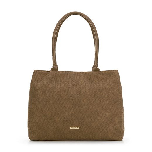 Torebka shopperka z ekoskóry w tłoczony wzór brązowa ze sklepu WITTCHEN w kategorii Torby Shopper bag - zdjęcie 175194575