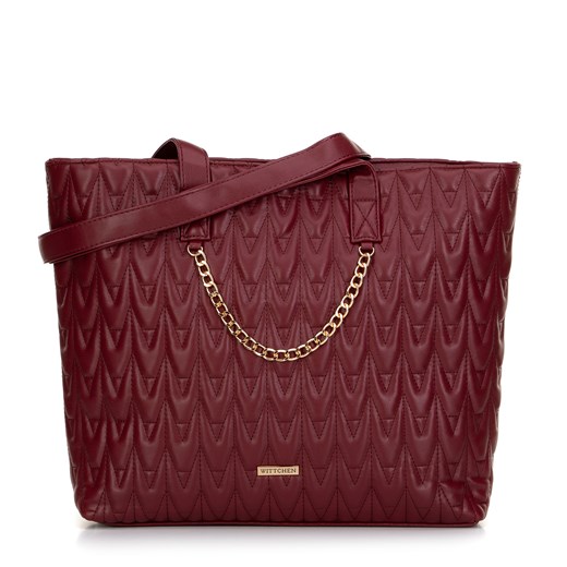 Damska shopperka z ekoskóry w geometryczny wzór bordowa ze sklepu WITTCHEN w kategorii Torby Shopper bag - zdjęcie 175194599