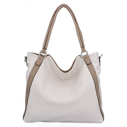 Torebka Damska Shopper Bag XL firmy Hernan HB0337 Beżowa ze sklepu PaniTorbalska w kategorii Torby Shopper bag - zdjęcie 175195209