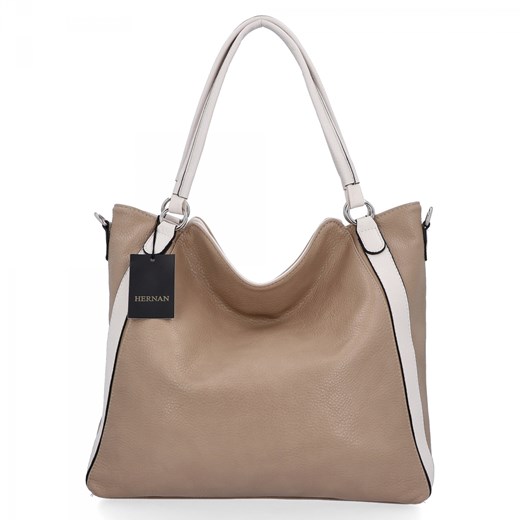 Torebka Damska Shopper Bag XL firmy Hernan HB0337 Ciemno Beżowa Hernan One Size promocja PaniTorbalska