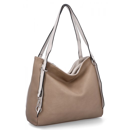 Uniwersalna Torebka Damska firmy Hernan HB0360 Ciemno Beżowa ze sklepu PaniTorbalska w kategorii Torby Shopper bag - zdjęcie 175195578