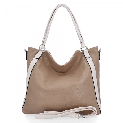Torebka Damska Shopper Bag XL firmy Hernan HB0337 Ciemno Beżowa Hernan One Size okazyjna cena PaniTorbalska