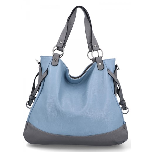 Uniwersalna Torebka Damska XL firmy Hernan HB982 Błękitna/Jasno Szara ze sklepu PaniTorbalska w kategorii Torby Shopper bag - zdjęcie 175195956