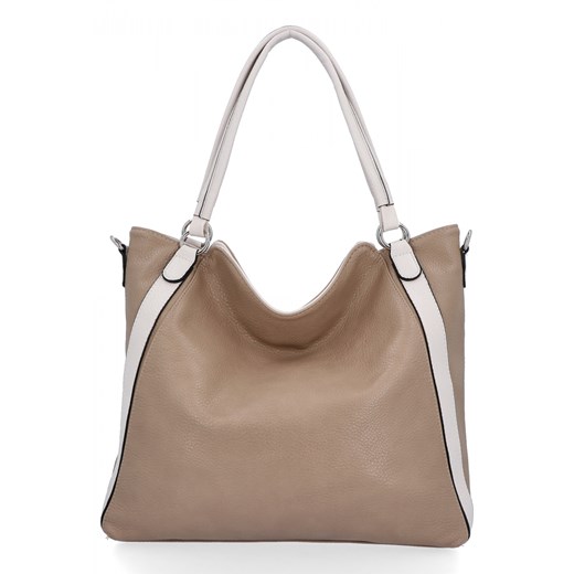 Torebka Damska Shopper Bag XL firmy Hernan HB0337 Ciemno Beżowa Hernan One Size okazja PaniTorbalska