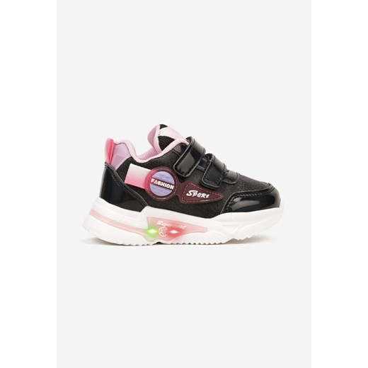 Czarne Buty Sportowe ze Skórzaną Wkładką Zapinane na Rzep Kaelv ze sklepu born2be.pl w kategorii Buty sportowe dziecięce - zdjęcie 175197419