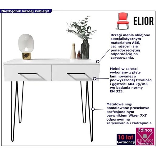 Biała toaletka do sypialni z czarnymi dodatkami - Saris Elior One Size Edinos.pl