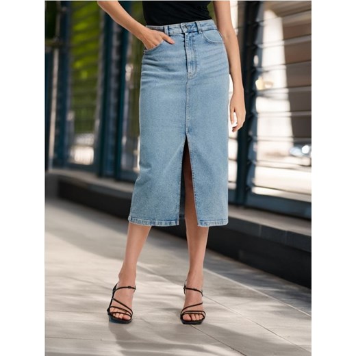 Sinsay - Spódnica jeansowa midi - niebieski Sinsay 38 Sinsay