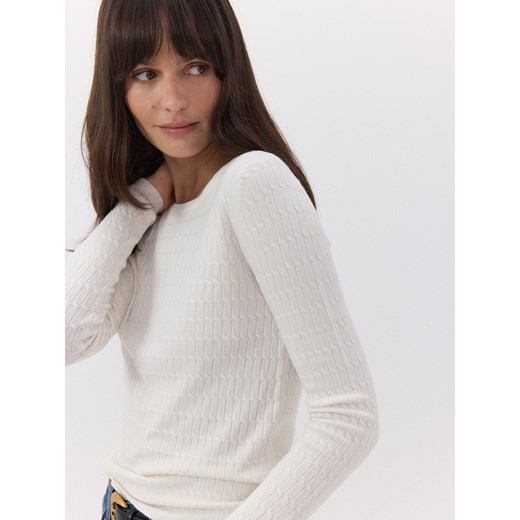 Reserved - Sweter ze strukturalnym splotem - złamana biel ze sklepu Reserved w kategorii Swetry damskie - zdjęcie 175202267