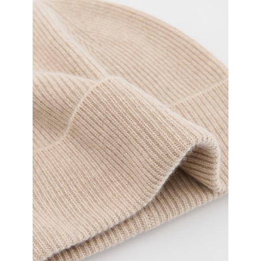 Reserved - Czapka beanie z wełną i kaszmirem - beżowy Reserved ONE SIZE Reserved