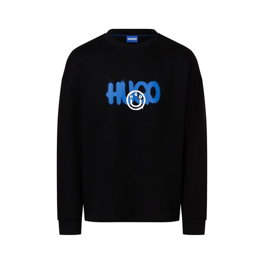 HUGO BLUE Bluza męska - Nimaylong Mężczyźni Bawełna czarny wzorzysty ze sklepu vangraaf w kategorii Bluzy męskie - zdjęcie 175207837