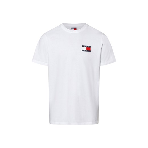 Tommy Jeans Koszulka męska - TJM SLIM ESSENTIAL FLAG TEE Mężczyźni Bawełna biały jednolity ze sklepu vangraaf w kategorii T-shirty męskie - zdjęcie 175207846