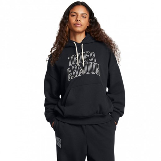 Damska bluza dresowa nierozpinana z kapturem Under Armour UA Icon Hwt Terry Os Hdy - czarna ze sklepu Sportstylestory.com w kategorii Bluzy damskie - zdjęcie 175209285