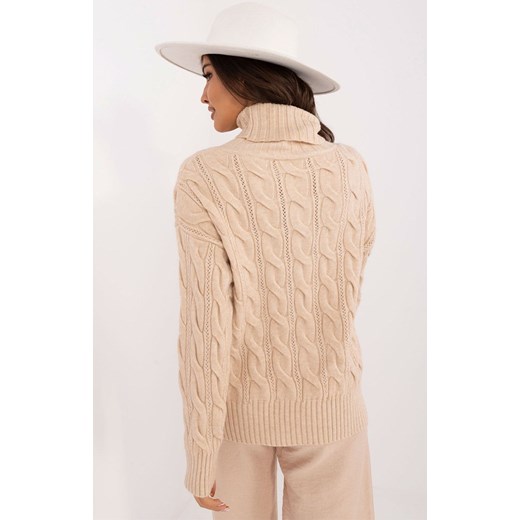 Beżowy golf damski AT-SW-23445.00, Kolor beżowy, Rozmiar uniwersalny, WOOL FASHION ITALIA ze sklepu Primodo w kategorii Swetry damskie - zdjęcie 175212219