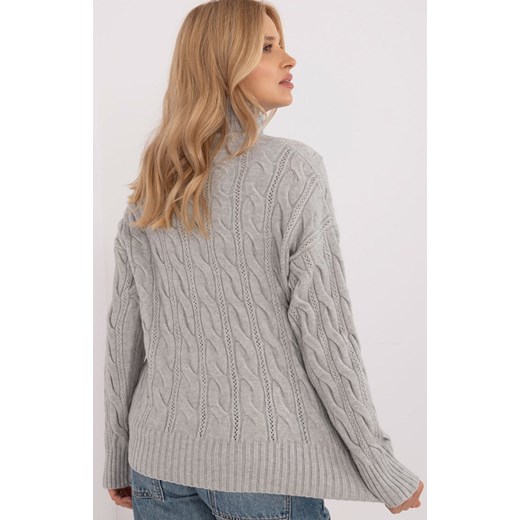 Szary golf damski AT-SW-23445.00, Kolor szary, Rozmiar uniwersalny, WOOL FASHION ITALIA ze sklepu Primodo w kategorii Swetry damskie - zdjęcie 175212235