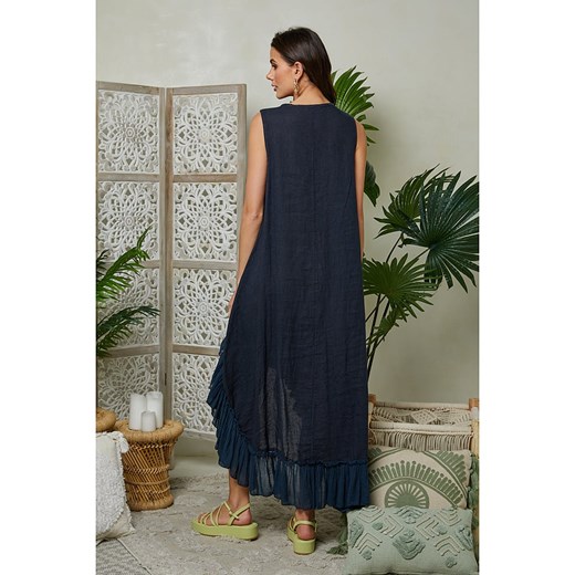 Le Monde du Lin Lniana sukienka w kolorze granatowym Le Monde Du Lin 40/42 promocyjna cena Limango Polska