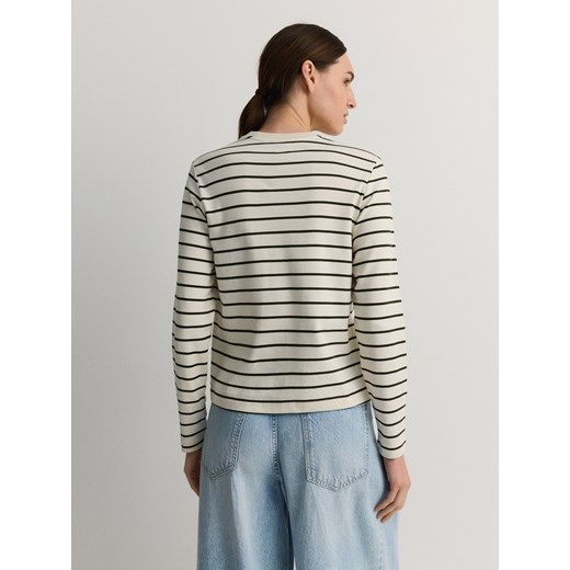 Bluzka damska Reserved z okrągłym dekoltem casual z długim rękawem 