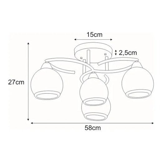 Elegancki żyrandol ze szklanymi kloszami - S584-Rasto Lumes One Size Edinos.pl