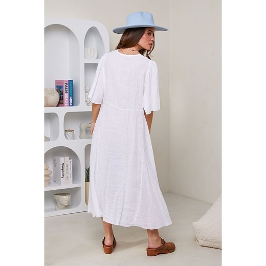 Rodier Lin Lniana sukienka w kolorze białym Rodier Lin XL/XXL okazja Limango Polska