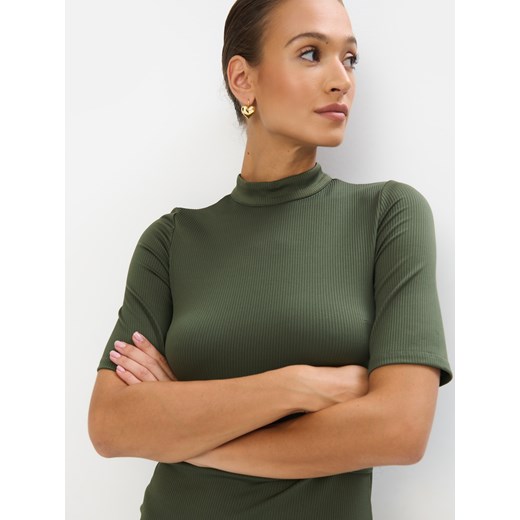 Mohito - Dzianinowa zielona sukienka mini - oliwkowy Mohito M Mohito