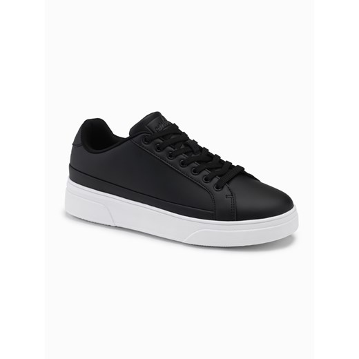 Buty sneakersy męskie z eko skóry na grubej podeszwie – czarne V5 OM-FOSL-0166 40 ombre