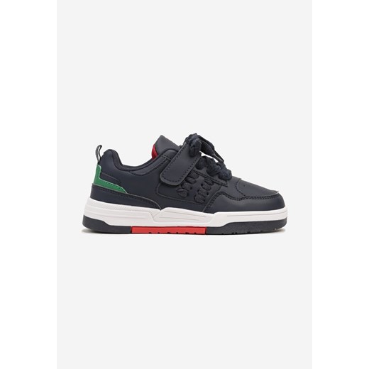 Granatowe Buty Sportowe Sneakersy na Płaskiej Podeszwie z Kolorowymi Wstawkami na Rzep Miriste ze sklepu born2be.pl w kategorii Buty sportowe dziecięce - zdjęcie 175224007
