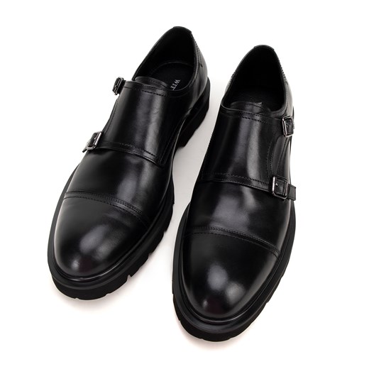Męskie double monki skórzane na grubej podeszwie czarne ze sklepu WITTCHEN w kategorii Buty eleganckie męskie - zdjęcie 175224285