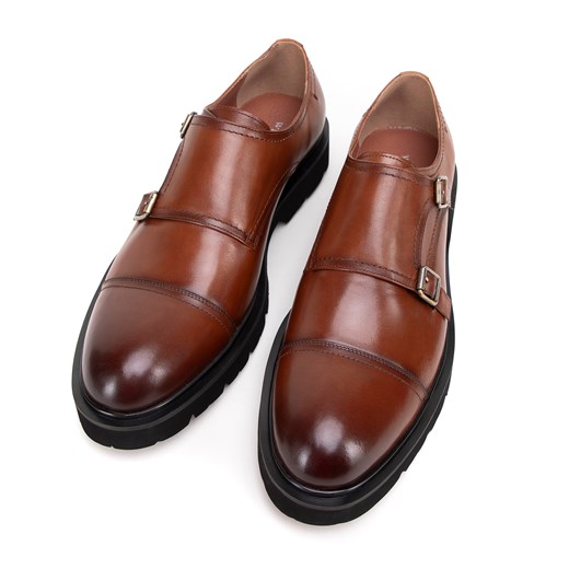 Męskie double monki skórzane na grubej podeszwie brązowe ze sklepu WITTCHEN w kategorii Buty eleganckie męskie - zdjęcie 175224288