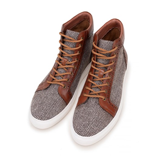 Męskie sneakersy skórzane wysokie brązowe ze sklepu WITTCHEN w kategorii Trampki męskie - zdjęcie 175224379