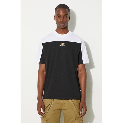 New Balance t-shirt bawełniany Classics Color Block Graphic męski kolor czarny z nadrukiem MT43527BK ze sklepu ANSWEAR.com w kategorii T-shirty męskie - zdjęcie 175225475