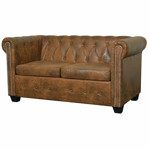 2-osobowa brązowa sofa w stylu Chesterfield - Xavier 2Q ze sklepu Edinos.pl w kategorii Sofy i kanapy - zdjęcie 175225845