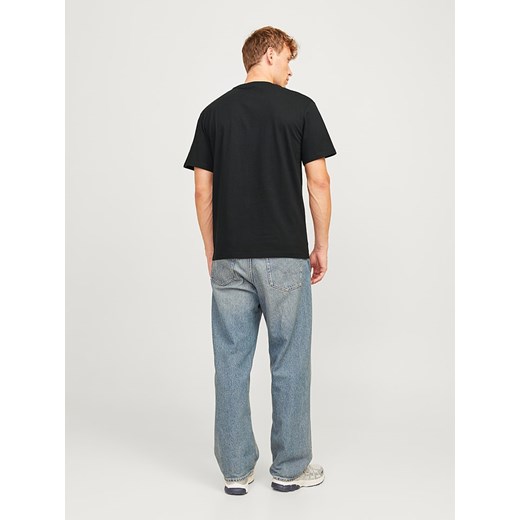 T-shirt męski czarny Jack & Jones z bawełny 
