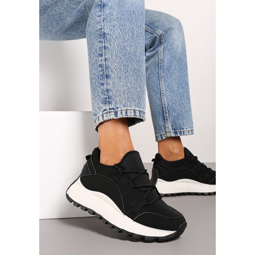 Czarne Sneakersy na Platformie z Sznurowaniem w Stylu Śniegowców Zinleira Renee 41 promocyjna cena renee.pl