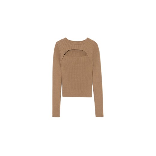 Cropp - Beżowy sweter z wycięciem z przodu - beżowy ze sklepu Cropp w kategorii Swetry damskie - zdjęcie 175232269