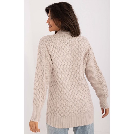 Rozpinany sweter damski AT-SW-23525.21, Kolor beżowy, Rozmiar uniwersalny, WOOL FASHION ITALIA ze sklepu Primodo w kategorii Swetry damskie - zdjęcie 175239319
