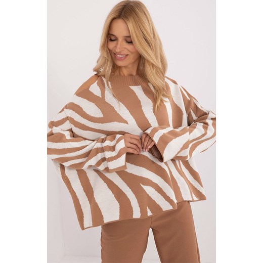Sweter damski FN-SW-0608.61, Kolor camel, Rozmiar uniwersalny, FactoryPrice ze sklepu Primodo w kategorii Swetry damskie - zdjęcie 175239328