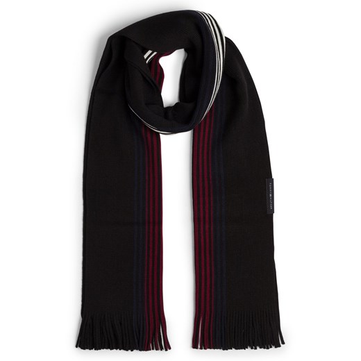Tommy Hilfiger Szalik z zawartością wełny Mężczyźni Sztuczne włókno czarny w paski ze sklepu vangraaf w kategorii Szaliki męskie - zdjęcie 175241168