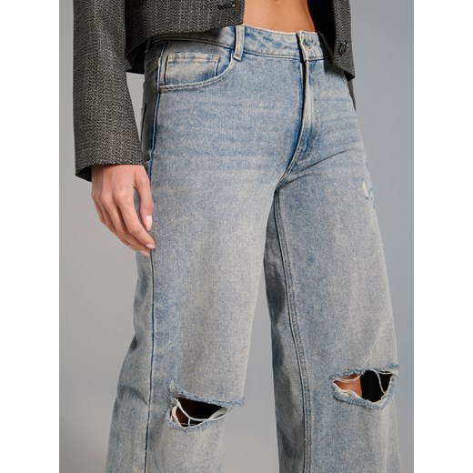 Sinsay - Jeansy wide leg - niebieski Sinsay 34 Sinsay