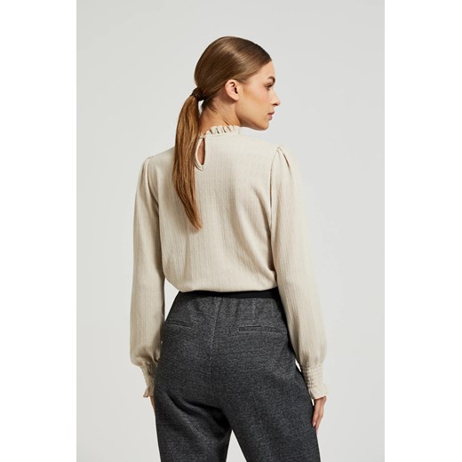 Bluzka damska Moodo.pl z długim rękawem z okrągłym dekoltem 