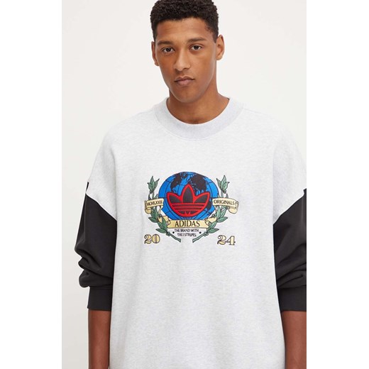 adidas Originals bluza męska kolor szary wzorzysta IZ2553 ze sklepu ANSWEAR.com w kategorii Bluzy męskie - zdjęcie 175243886