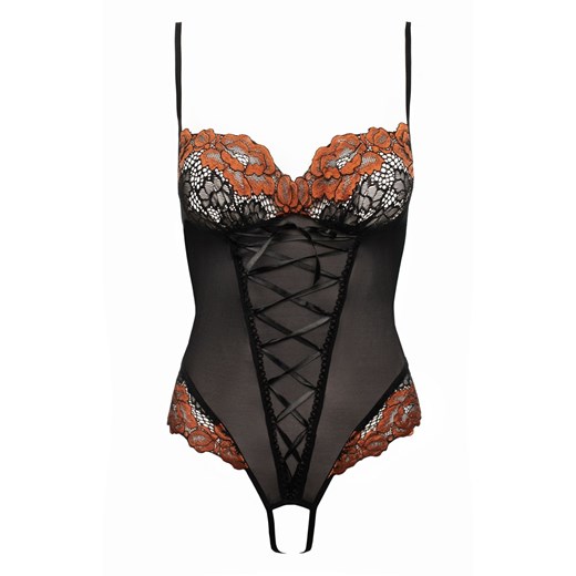 Body damskie z otwartym krokiem Modesta, Kolor czarny, Rozmiar S, Irall ze sklepu Intymna w kategorii Body damskie - zdjęcie 175249148