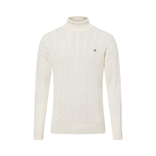 Gant Sweter męski Mężczyźni Bawełna écru jednolity ze sklepu vangraaf w kategorii Swetry męskie - zdjęcie 175253849