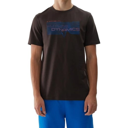 T-shirt męski brązowy 4F z krótkimi rękawami 