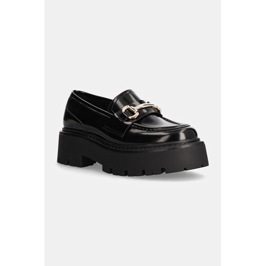 Steve Madden mokasyny skórzane Occupy damskie kolor czarny na platformie SM11003276 ze sklepu ANSWEAR.com w kategorii Mokasyny damskie - zdjęcie 175263028