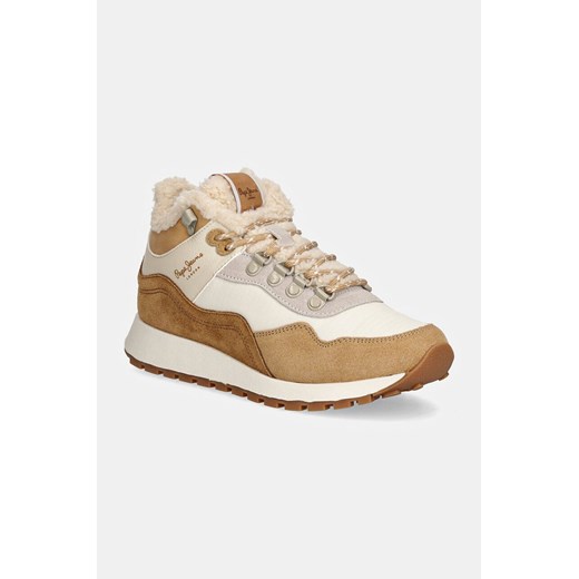Pepe Jeans sneakersy PLS60018 kolor beżowy DEAN CURVE ze sklepu ANSWEAR.com w kategorii Buty sportowe damskie - zdjęcie 175263128