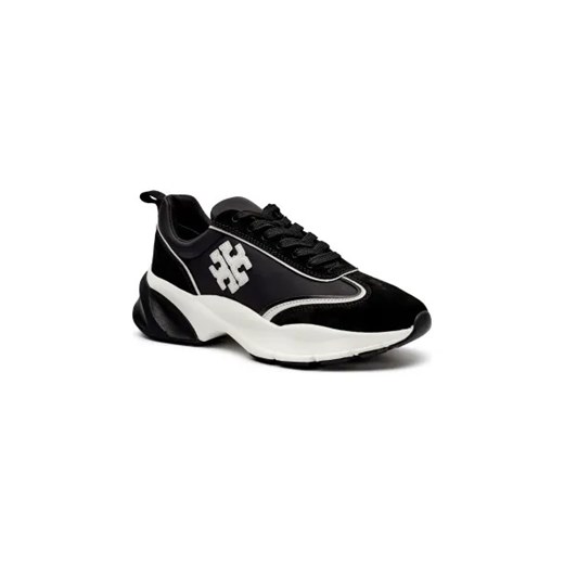 Tory Burch buty sportowe damskie sneakersy czarne sznurowane na platformie ze skóry