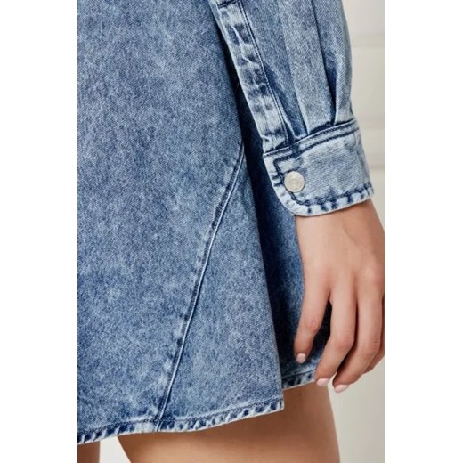 Tommy Jeans sukienka z długim rękawem niebieska koszulowa z kołnierzykiem
