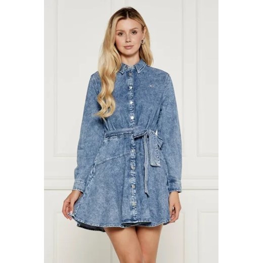 Sukienka Tommy Jeans z paskiem mini koszulowa