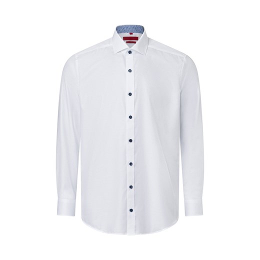 Finshley & Harding Męska koszula biznesowa Mężczyźni Slim Fit Bawełna biały jednolity ze sklepu vangraaf w kategorii Koszule męskie - zdjęcie 175273808