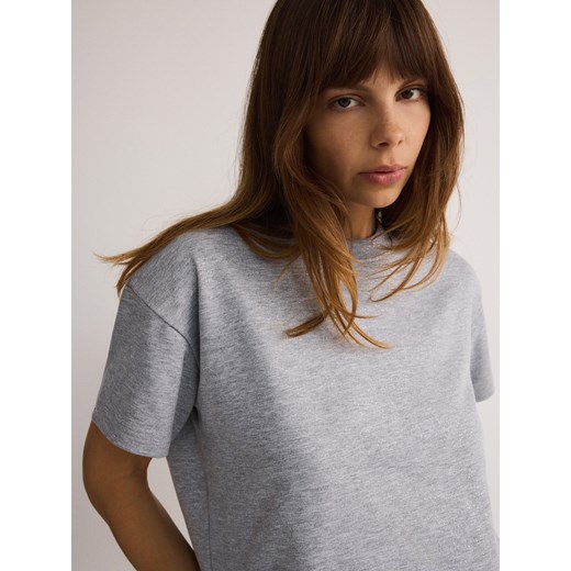 Reserved - T-shirt boxy - jasnoszary Reserved S Reserved